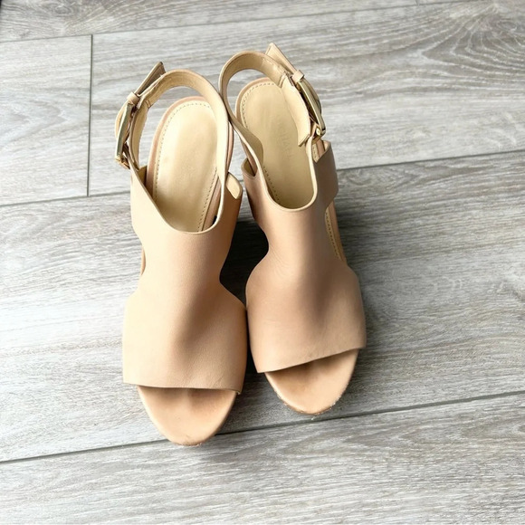 Michael Kors  Beige Leather Wedge Sandals - Picture 2 of 15